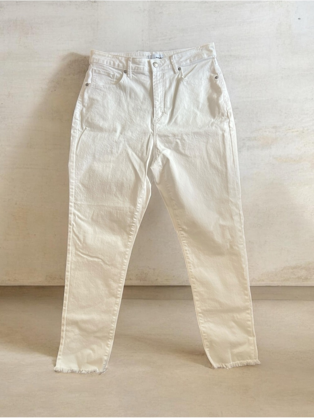 LOFT White High Rise Skinny Crop Jeans Raw Hem NWT 31/12